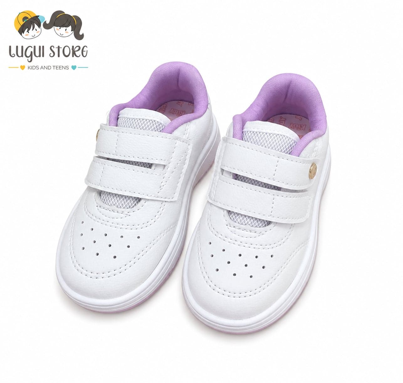 Tênis Kidy Velcro Happy (Branco/Nude/Lavanda)