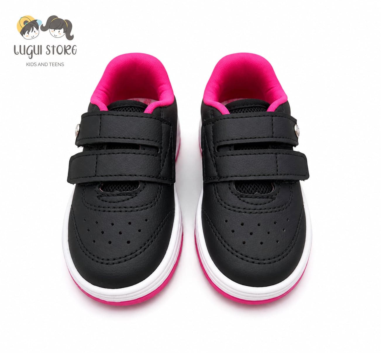 Tênis Kidy Velcro Happy (Preto/Pink)