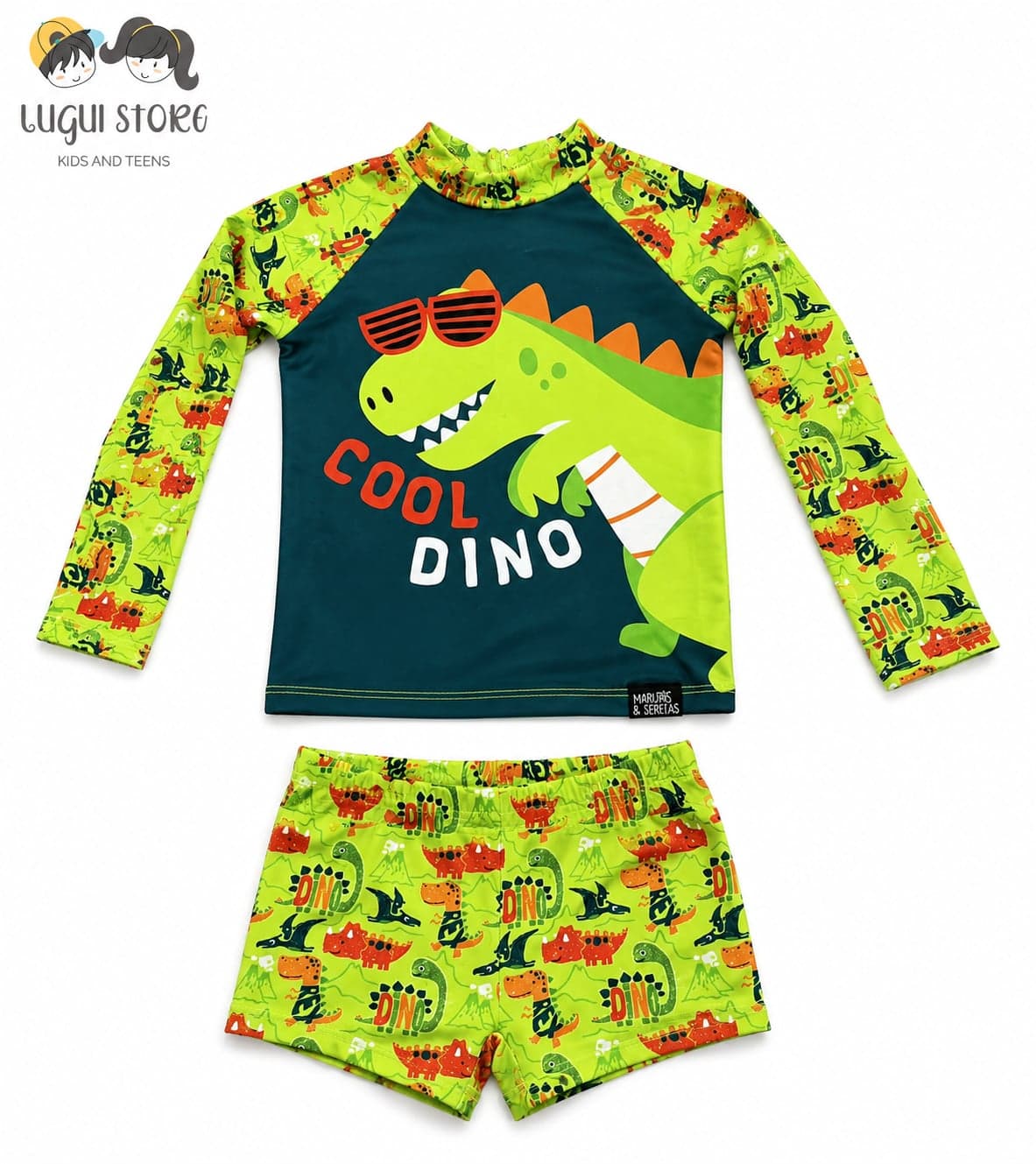 Conjunto praia térmico Marujos & Sereias estampa dinossauro