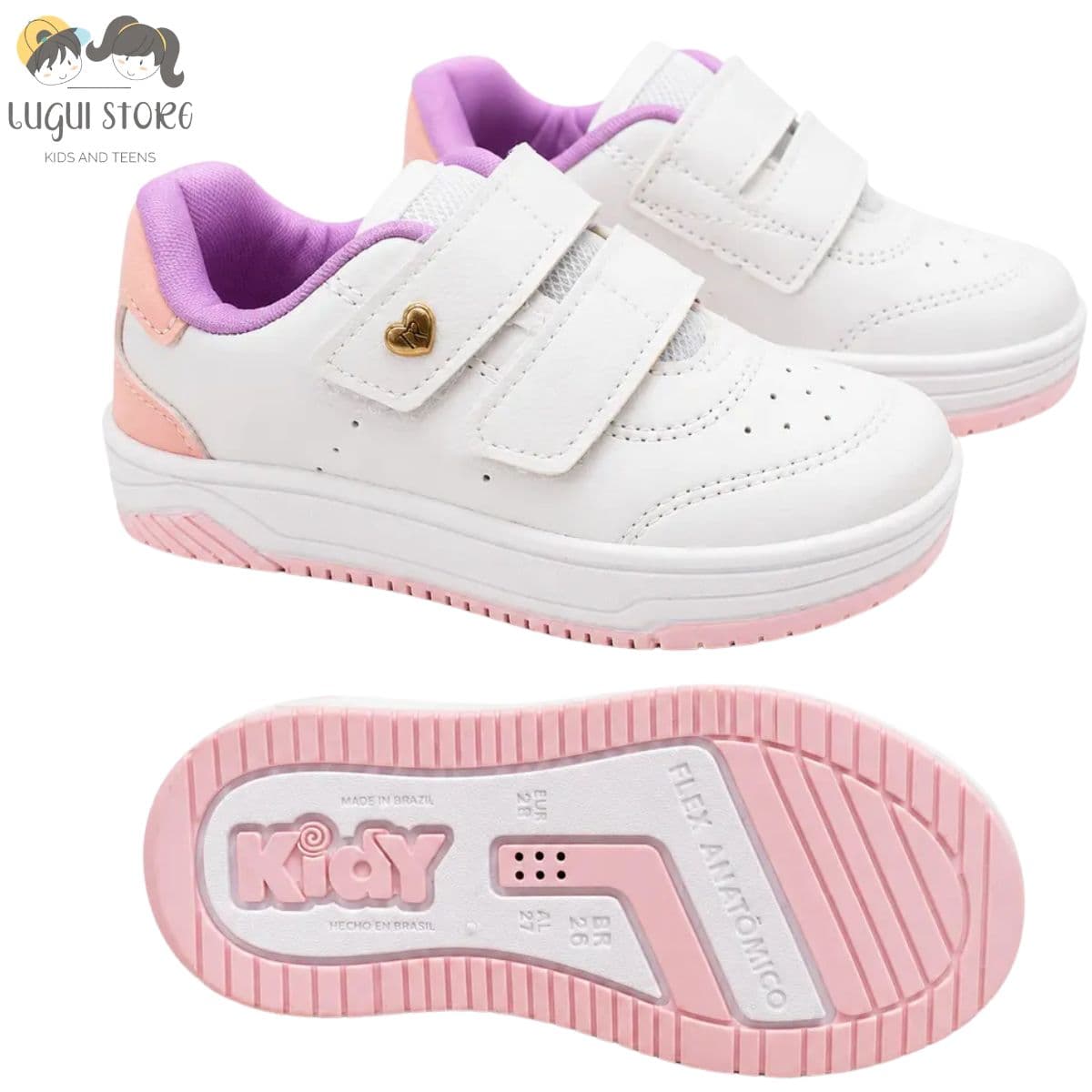 Tênis Infantil Kidy Happy Menina Casual Leve Anatômico Calce Fácil Antiderrapante