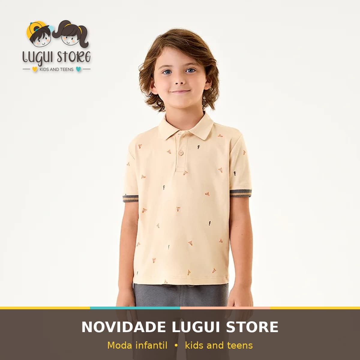 Conjunto Infantil Menino Polo Estampada e Bermuda