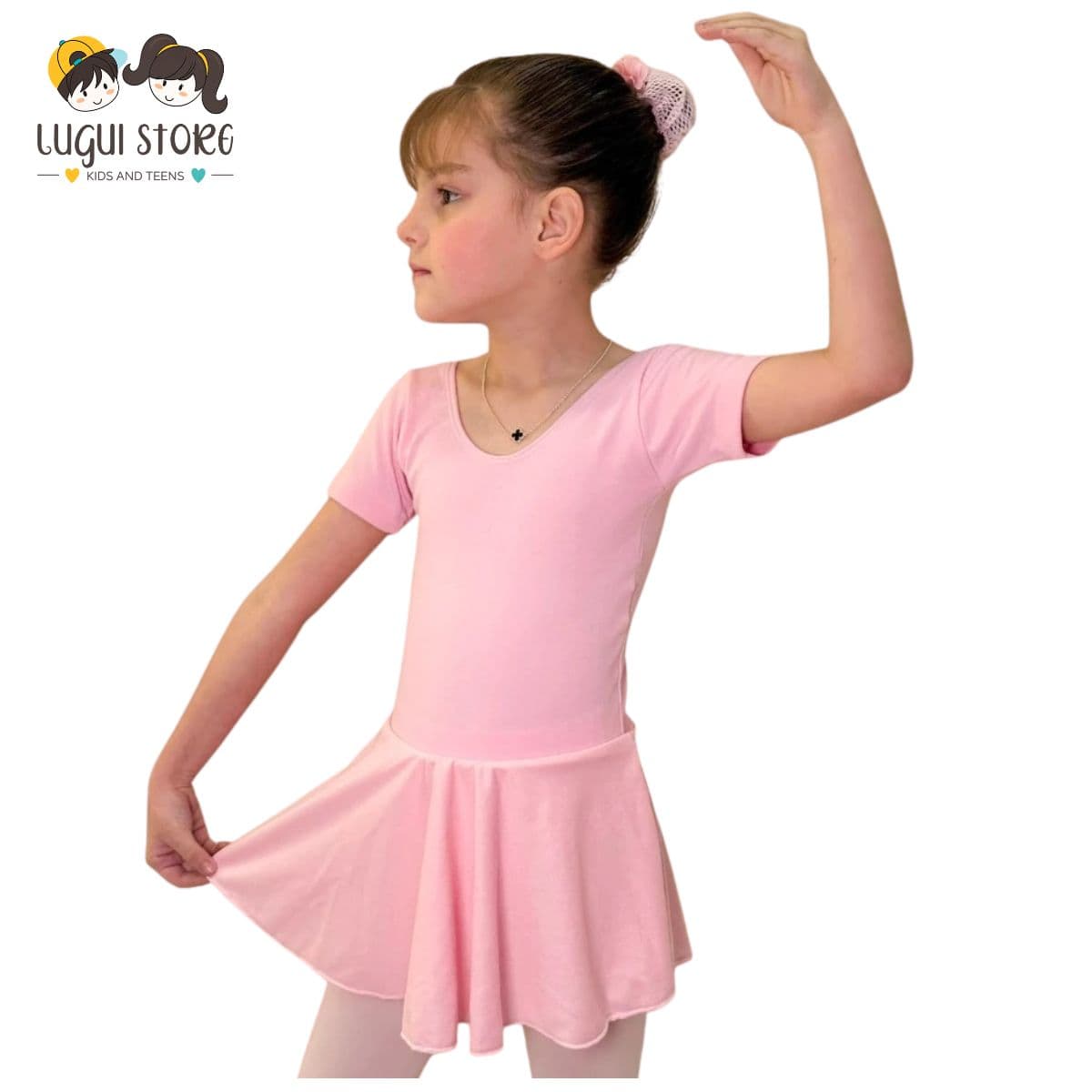 Collant de Ballet Meia Manga Com Saia Infantil