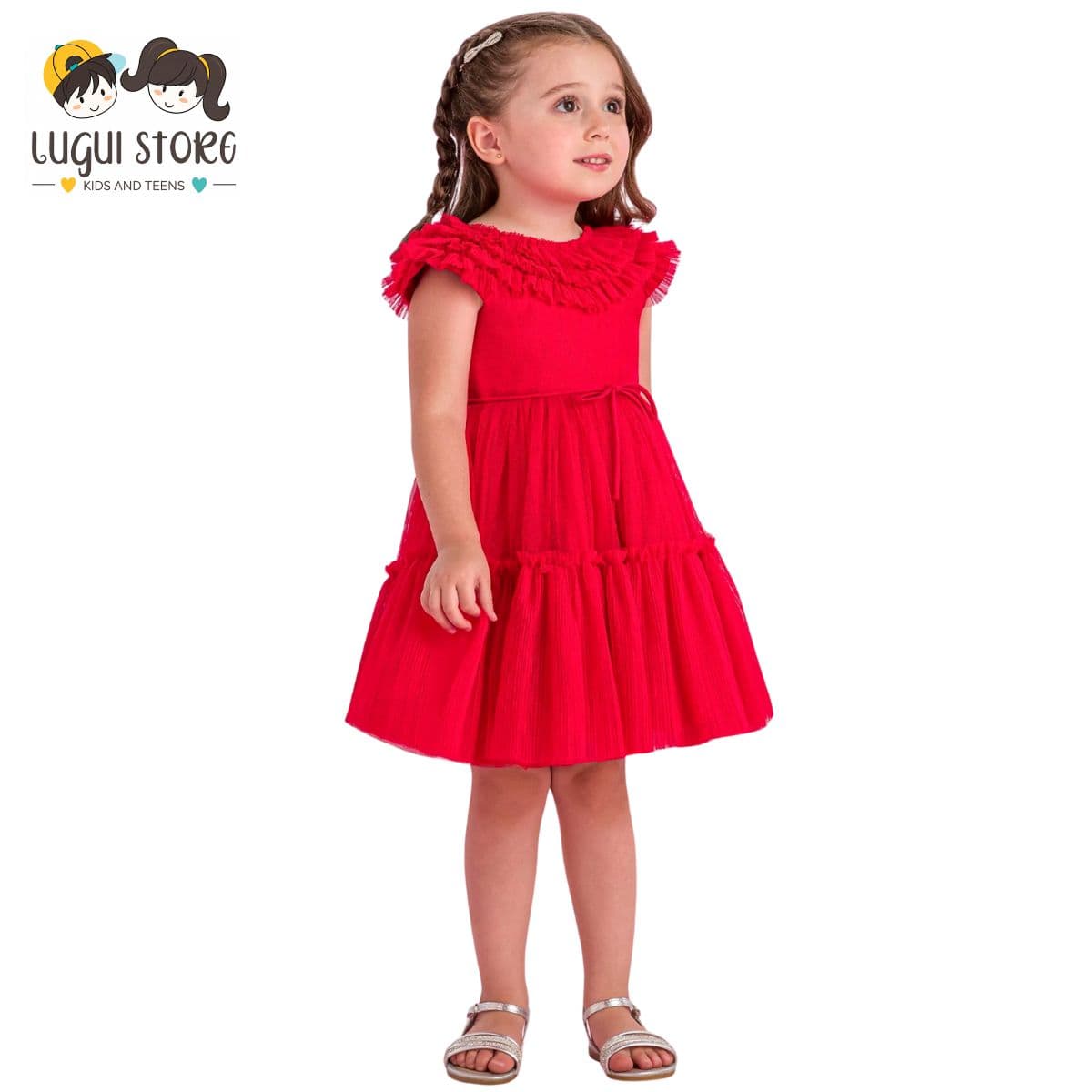 VESTIDO TULE COM BABADOS PETIT CHERIE
